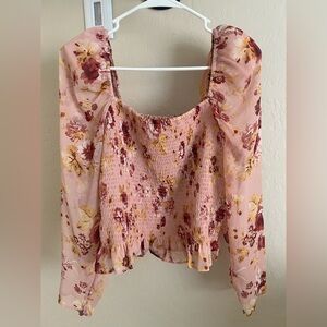 Express Floral Blouse in Pink and Burgundy